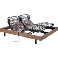 Vente-unique Elektrische lattenbodem met contactplaatjes van eikenhout van Dreamea - 2 x 25 contactplaatjes - 2 x 80 x 200 cm - OKIN motoren