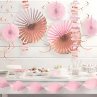 Amscan feestdecoratieset roze 14-delig