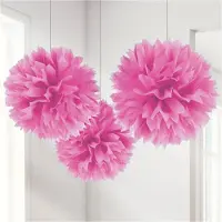 Amscan Pom Poms Felroze - 3 stuks