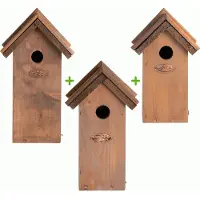 Esschert Design Vogelhuisje Cadeaupakket - Antiek S/M/L- Nestkastje - - Houtkleur - NK0123