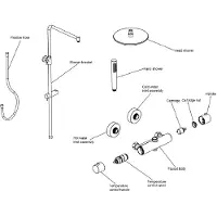 Regn Opbouw Regendouche - Staafhanddouche - Geborsteld Nikkel PVD - Messing - Kranen, Douchekranen, Douchesets, Opbouw Douchesets, Stortdouches - Kranen, Douchekranen, Douchesets, Opbouw douchesets,