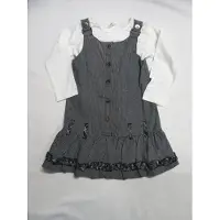 Dirkje , meisje , overgooier zwart /grijst streepje + tshirt creme met lange mouw 6 jaar 116