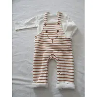 Noukie'S , salopette + t shirt lage mouw , creme met bruin , 6 maand 68