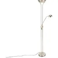 QAZQA Vloerlamp staal met leeslamp incl. LED dimbaar in Kelvin - Diva