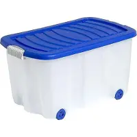 Hega hogar Box - Met Deksel Op Wielen - Transparant Grijs - 60 cm x 40 cm