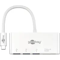 Goobay USB-C hub met 3 poorten en kaartlezer - busgevoed - USB3.0 / wit - 0,15 meter