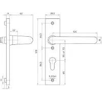 Nemef 3252 FP Rs Beslag kortschild afgerond | D kruk-knop | beslagset | geveerd | krukstift 8mm | F1 aluminium | PC72-PC72 | draairichting rechts - 9325206721