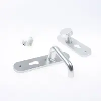 Nemef 3253 FP Rs Beslag kortschild afgerond | D kruk-knop | beslagset | geveerd | krukstift 8mm | F1 aluminium | PC55-PC55 | draairichting rechts - 9325306551