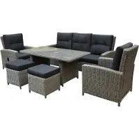 AVH-Collectie San Marino stoel-bank dining loungeset verstelbaar 6-delig grijs