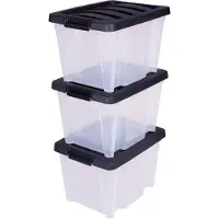 Iris Handybox Opbergbox - 15L - Kunststof - Transparant/Zwart - Set van 3