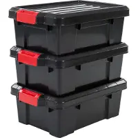 Iris Powerbox Opbergbox - 12,5L - Kunststof - Zwart/Rood - Set van 3