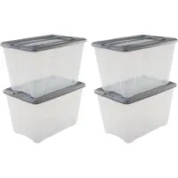 Iris New Topbox Opbergbox - 60L - Kunststof - Transparant/Silver - Set van 4