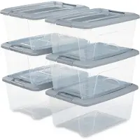Iris New Topbox Opbergbox - 15L - Kunststof - Transparant/Zilvergrijs - Set van 6