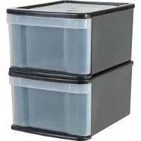 Iris Stacking Drawer - Opberglade - 20 l - Kunstof - Zwart/Transparant - Set van 2
