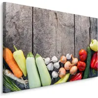 Karo-art Schilderij - Groente op hout (print op canvas), multi-gekleurd, premium print