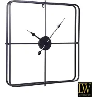 LW Collection Wandklok Harvey | LW Collection metaal zwart 60x60 cm wandklokken | NADUVI