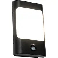 QAZQA Wandlamp zwart incl. LED IP44 met bewegingssensor - Khuvan