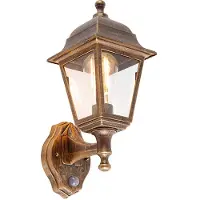 QAZQA Antieke wandlamp goud IP44 met bewegingsmelder - Capital