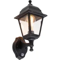 QAZQA Klassieke buitenwandlamp zwart met bewegingsmelder - Capital