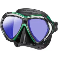 Tusa Paragon – Premium duikmasker met dubbele lens, hoge weerstand, CrystalView-lenzen met UV420 en antireflecterende behandeling, helder zicht en comfortabel draagcomfort – Zwart/Groen – M2001SQB EGA