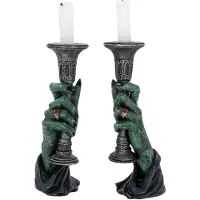 Nemesis Now Kaarsenhouder Light of Darkness - Vampier Handen Kandelaar set van 2 stuks - hoogte 20cm - Gothic Kandelaar - - D2629G6