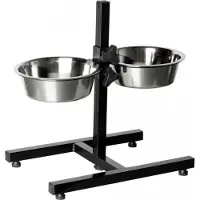 Topmast Voerstandaard Hond - RVS Voerbakken 21 cm op Standaard - Verstelbaar - zwart