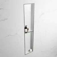 Mondiaz easy nis 89,5x29,5 cm in solid surface kleur urban | talc. 2 vakken geschikt voor in- of opbouw