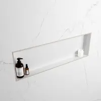 Mondiaz easy nis 89,5x29,5 cm in solid surface kleur linen | talc. 1 vak geschikt voor in- of opbouw