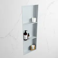 Mondiaz easy nis 89,5x29,5 cm in solid surface kleur clay | clay. 3 vakken geschikt voor in- of opbouw