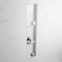 Mondiaz easy nis 149,5x29,5 cm in solid surface kleur linen | talc. 3 vakken geschikt voor in- of opbouw