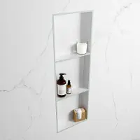 Mondiaz easy nis 89,5x29,5 cm in solid surface kleur greey | talc. 3 vakken geschikt voor in- of opbouw