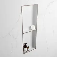 Mondiaz easy nis 149,5x29,5 cm in solid surface kleur smoke | talc. 2 vakken geschikt voor in- of opbouw