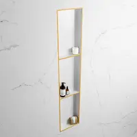 Mondiaz easy nis 149,5x29,5 cm in solid surface kleur ocher | talc. 3 vakken geschikt voor in- of opbouw