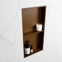 Mondiaz easy nis 59,5x29,5 cm in solid surface kleur rust | rust. 2 vakken geschikt voor in- of opbouw