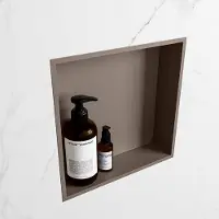 Mondiaz easy nis 29,5x29,5 cm in solid surface kleur smoke | smoke. 1 vak geschikt voor in- of opbouw