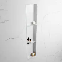 Mondiaz easy nis 149,5x29,5 cm in solid surface kleur clay | talc. 3 vakken geschikt voor in- of opbouw