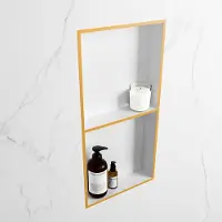 Mondiaz easy nis 59,5x29,5 cm in solid surface kleur ocher | talc. 2 vakken geschikt voor in- of opbouw
