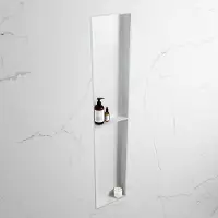 Mondiaz easy nis 89,5x29,5 cm in solid surface kleur clay | talc. 2 vakken geschikt voor in- of opbouw