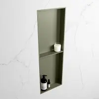 Mondiaz easy nis 149,5x29,5 cm in solid surface kleur army | army. 2 vakken geschikt voor in- of opbouw