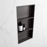 Mondiaz easy nis 59,5x29,5 cm in solid surface kleur darkgrey | darkgrey. 3 vakken geschikt voor in- of opbouw