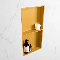 Mondiaz easy nis 59,5x29,5 cm in solid surface kleur ocher | ocher. 2 vakken geschikt voor in- of opbouw