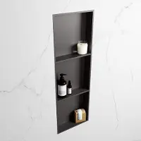 Mondiaz easy nis 89,5x29,5 cm in solid surface kleur darkgrey | darkgrey. 3 vakken geschikt voor in- of opbouw
