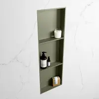 Mondiaz easy nis 89,5x29,5 cm in solid surface kleur army | army. 3 vakken geschikt voor in- of opbouw