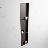 Mondiaz easy nis 149,5x29,5 cm in solid surface kleur darkgrey | darkgrey. 3 vakken geschikt voor in- of opbouw