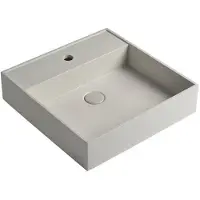 Sapho Quadrado betonnen wastafel 46x46cm wit zandsteen