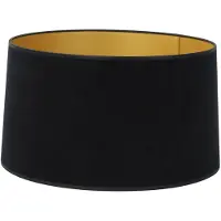 Light & Living Kap drum plat 45-42-25 cm VELOURS zwart-goud (Zwart)