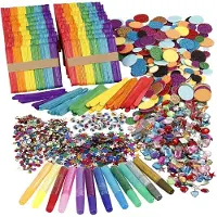 Packlinq Glitter en houten stokjes, kleuren assorti, 1set