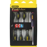 Stanley 7-Delige FatMax SchroevendraaiersetParallel 3 X 100mm. 3.5 X 75mmStandaard 5.5 X 100mm. 8 X 150mmPozidriv PZ0 X 75mm. PZ1 X 100mm PZ2 X 125mm - 0-65-425