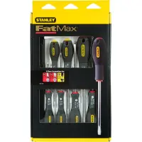 Stanley 8-Delige FatMax Schroevendraaierset Parallel 3.5 X 75mm. 5.5 X 125mm Standaard 4 X 100mm. 6.5 X 150mm. 8 X 150mm Phillips Ph0 X 75mm. Ph1 X 100mm. Ph2 X 125mm
