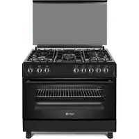 Wiggo WO-E905R - Gasfornuis - 5 kookzones - Kleur zwart - Breedte 90 cm